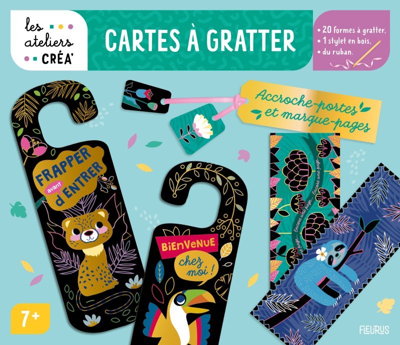 Cartes à gratter. Accroche-portes et marque-pages