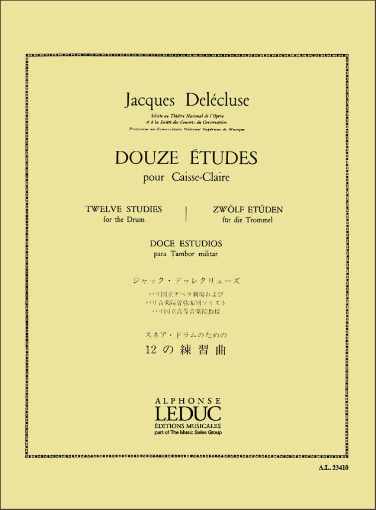 JACQUES DELECLUSE : 12 ETUDES POUR CAISSE-CLAIRE