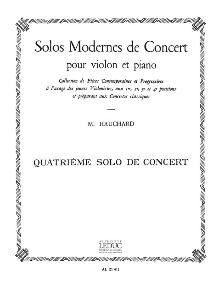 MAURICE HAUCHARD : SOLO MODERNE DE CONCERT N04 - VIOLON ET PIANO