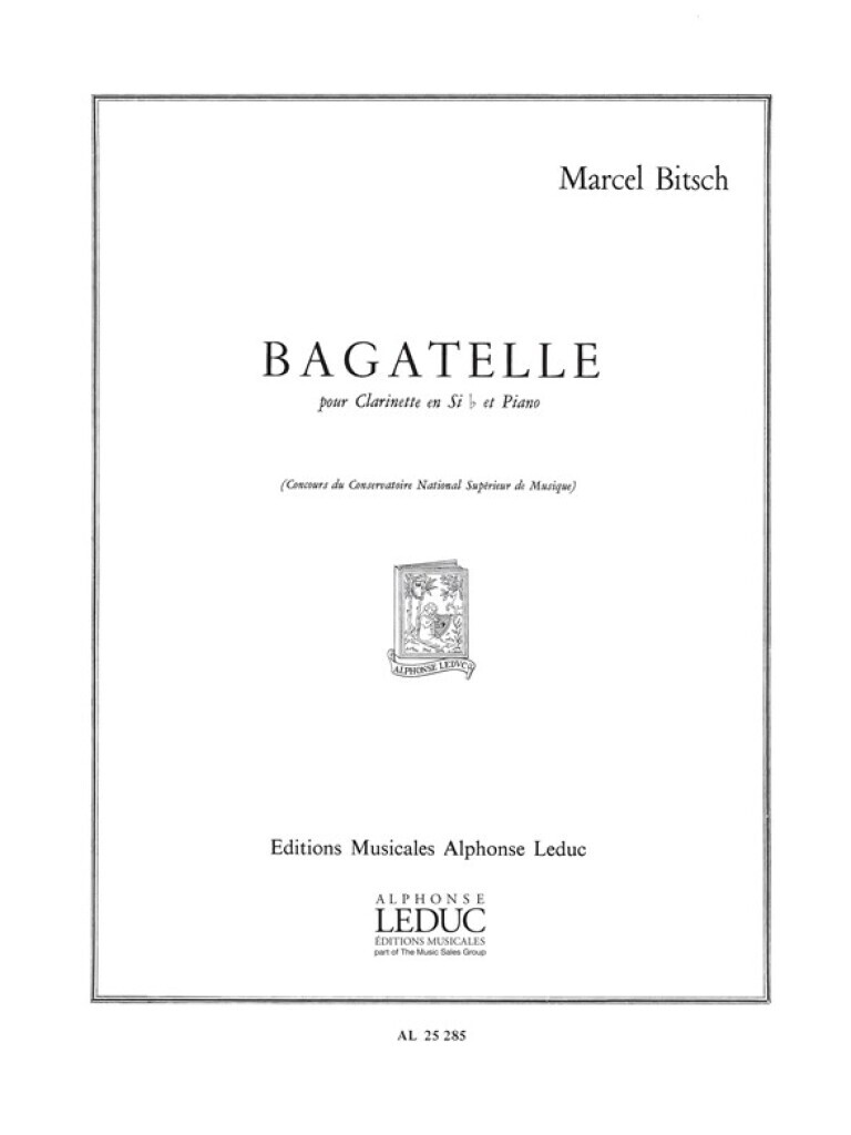 MARCEL BITSCH : BAGATELLE - CLARINETTE SI BEMOL ET PIANO