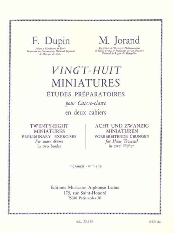 FRANCOIS DUPIN &  MARCEL JORAND : 28 MINIATURES ETUDES PREPARATOIRES POUR CAISSE-CLAIRE VOL. 1