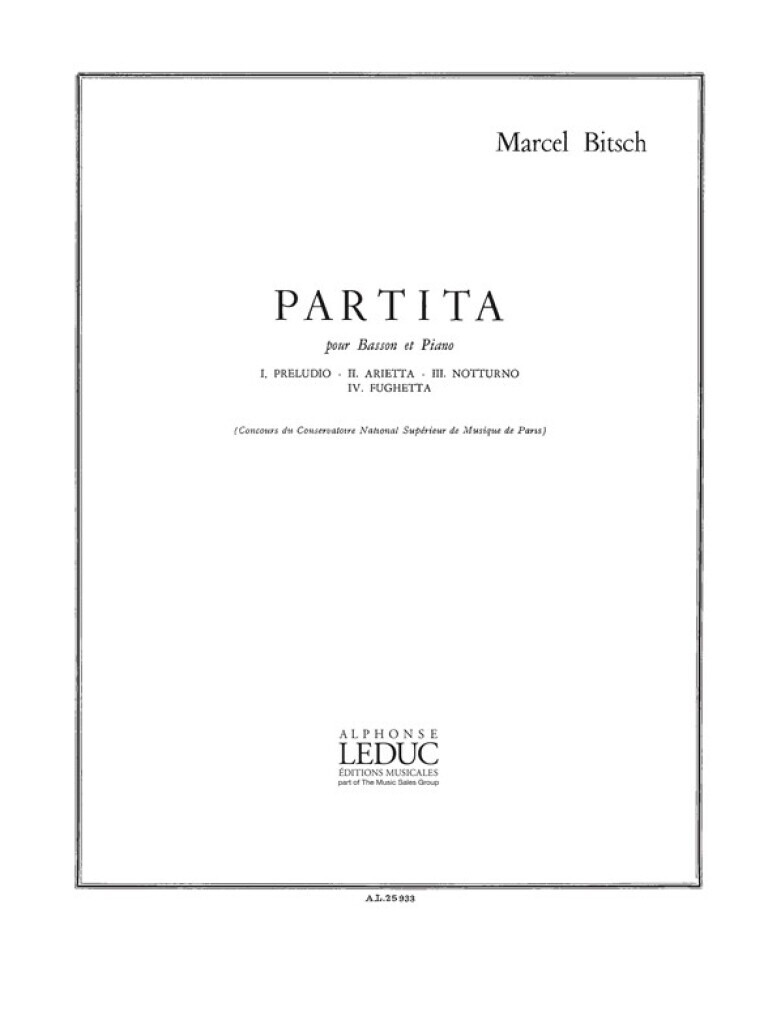 MARCEL BITSCH : PARTITA - BASSON ET PIANO - PRELUDIO - ARIETTA - NOTTURNO - FUGHETTA