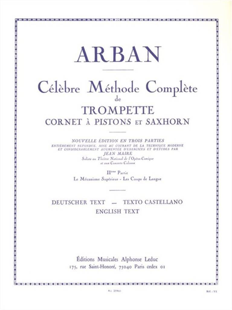 JEAN-BAPTISTE ARBAN : CELEBRE METHODE COMPLETE DE TROMPETTE - VOLUME 2