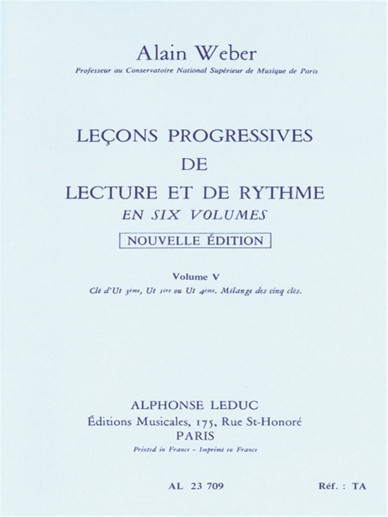 ALAIN WEBER : LECONS PROGRESSIVES DE LECTURE ET DE RYTHME VOLUME 5