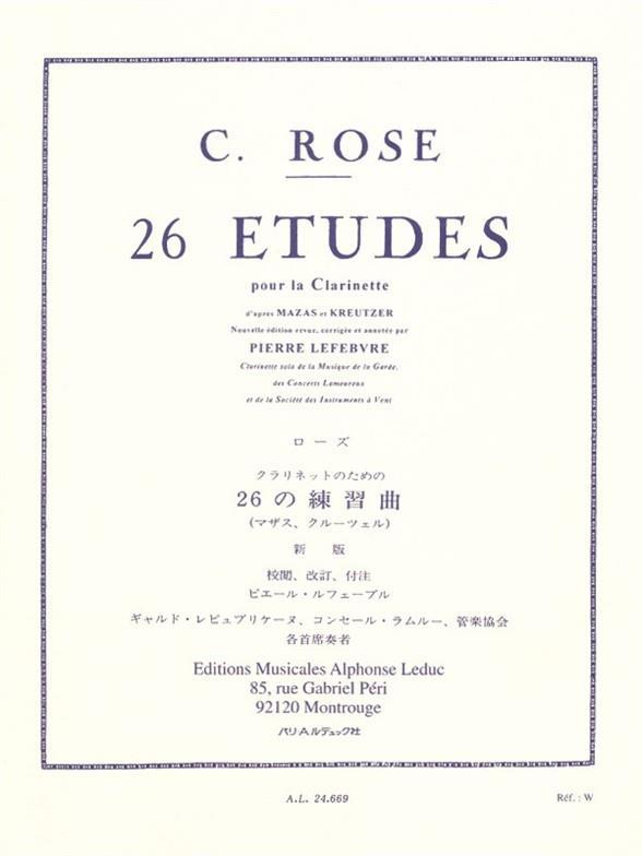 CYRILLE ROSE :  26 ETUDES APRES KREUTZER - CLARINETTE