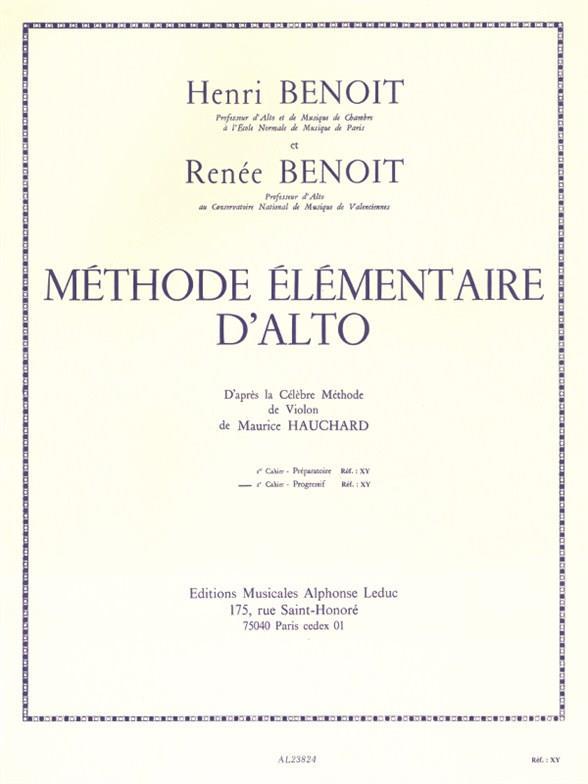 HENRI ET RENEE BENOIT : METHODE ELEMENTAIRE D'ALTO VOL 2 - D'APRES HAUCHARD