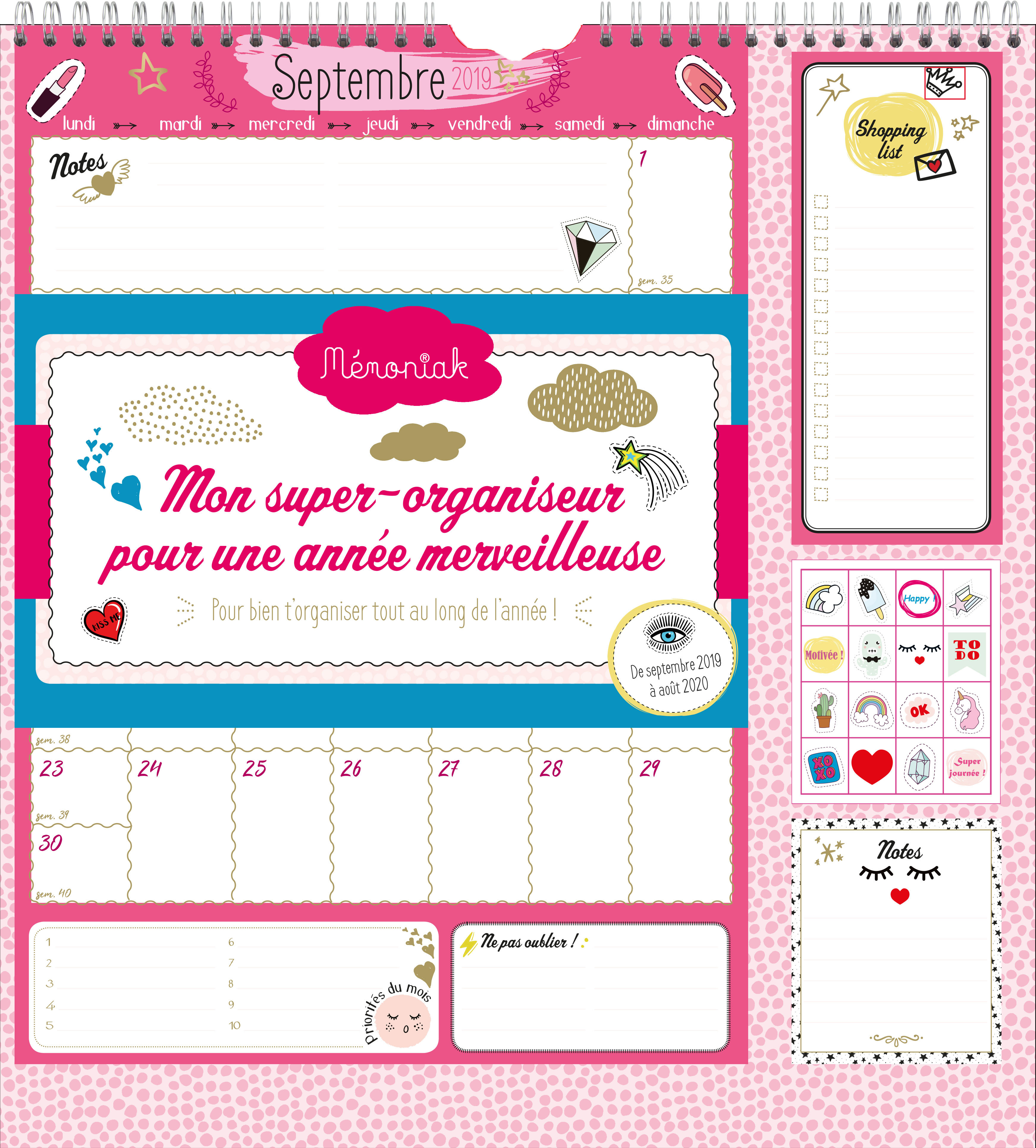 Mon super-organiseur pour une année merveilleuse Mémoniak 2019-2020