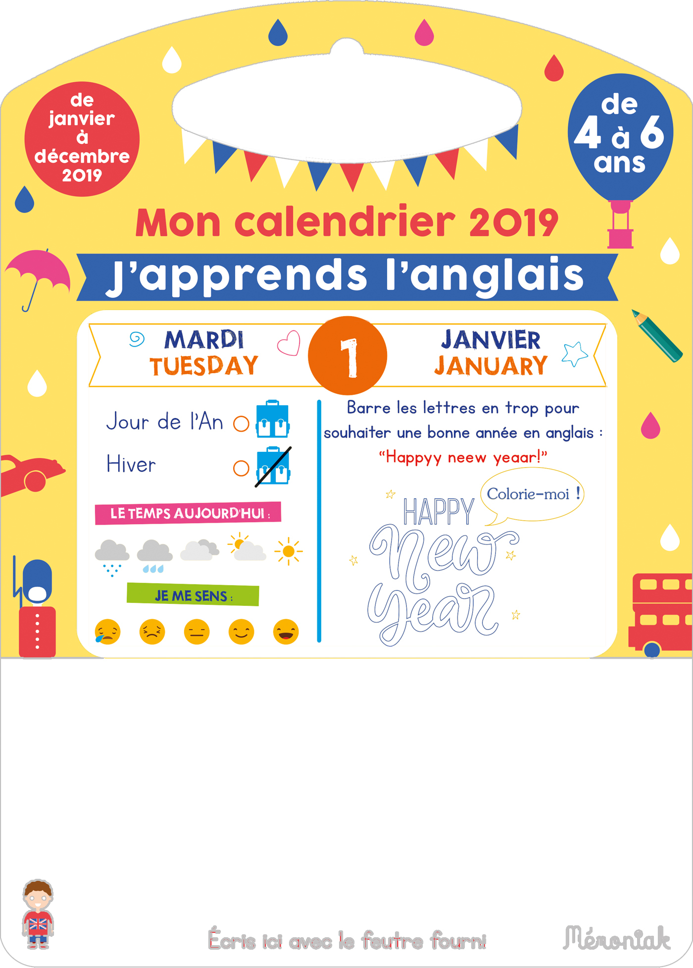 Mon calendrier Mémoniak 2019 J'apprends l'anglais