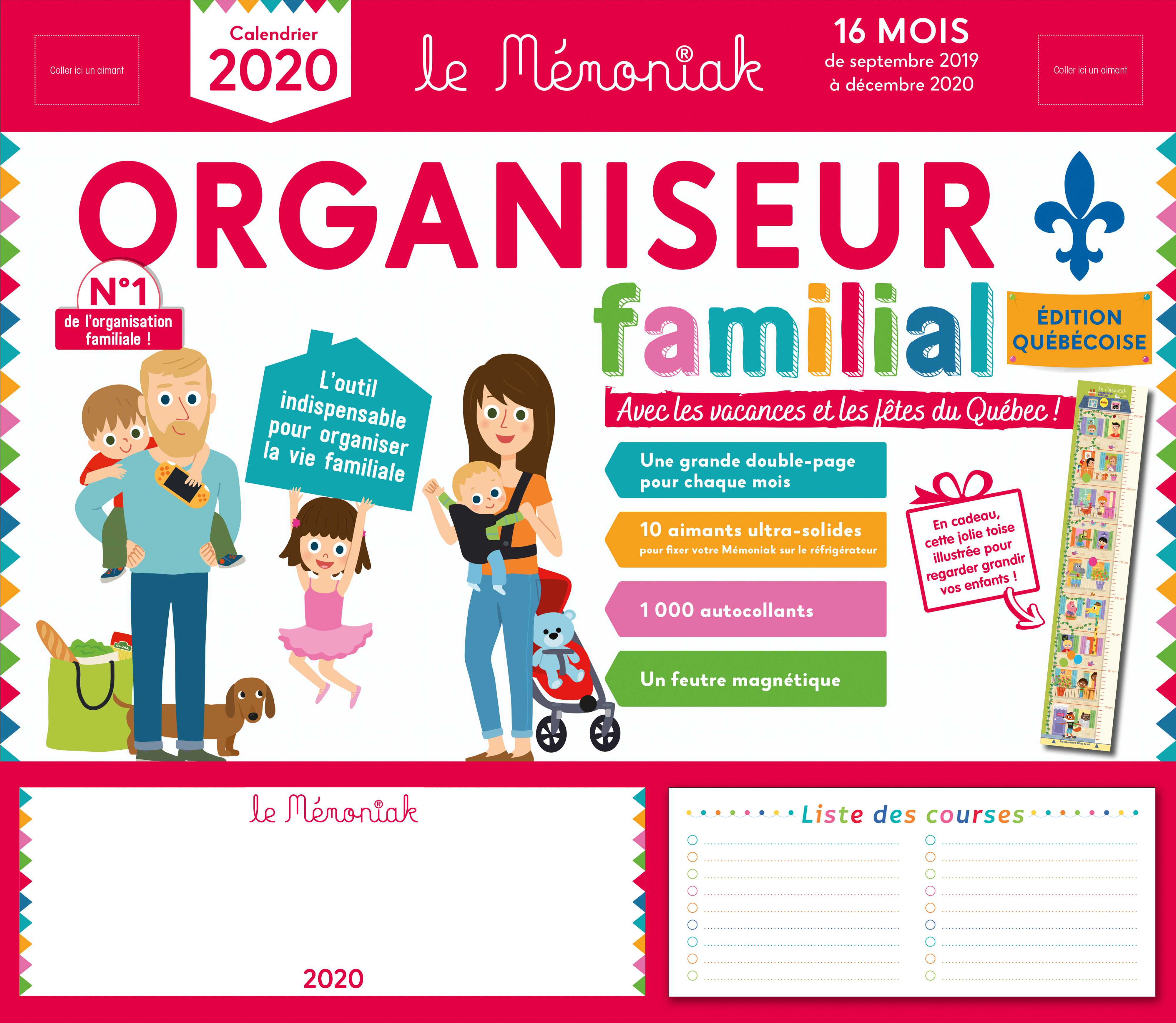 Organiseur familial Mémoniak 2019-2020 spécial Québec