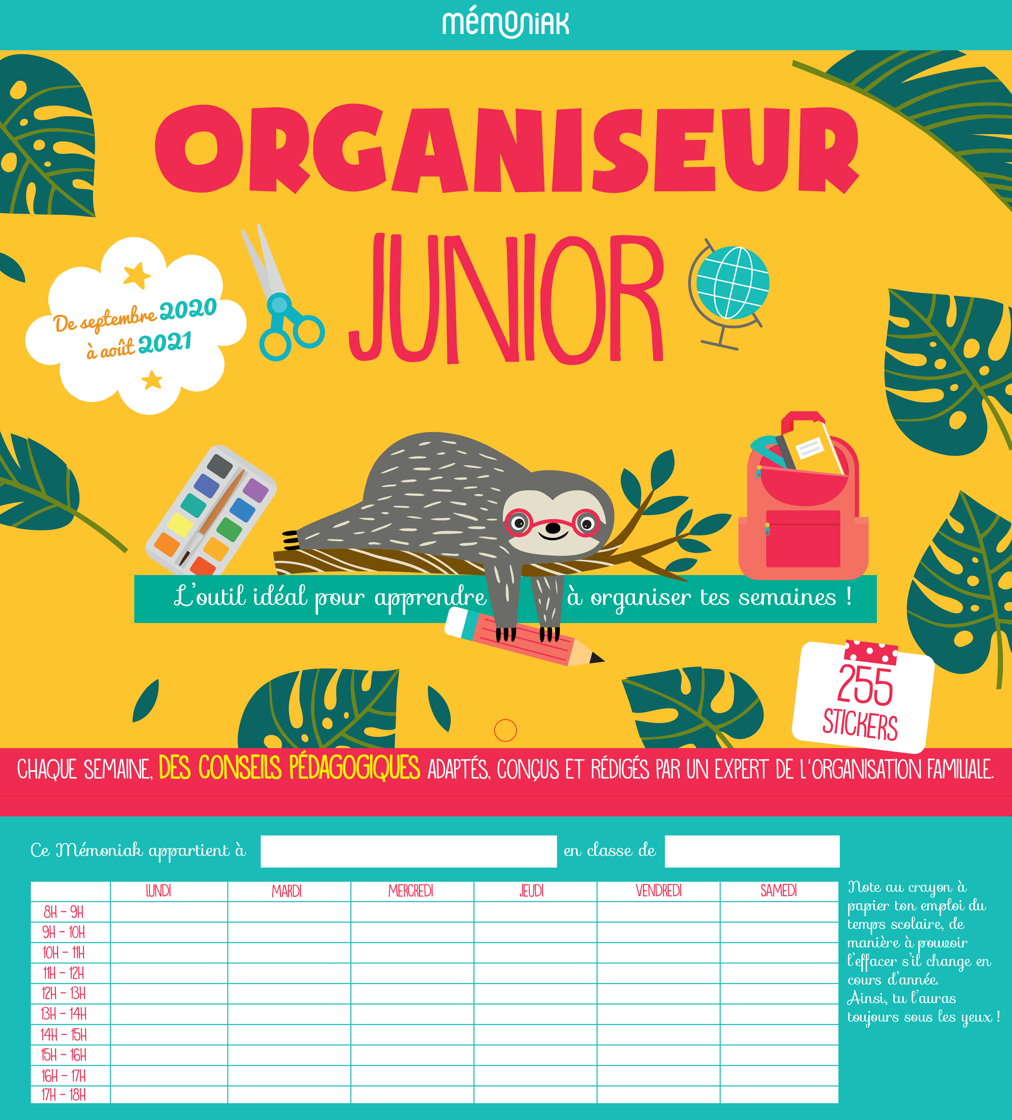 Organiseur Junior Mémoniak 2020-2021