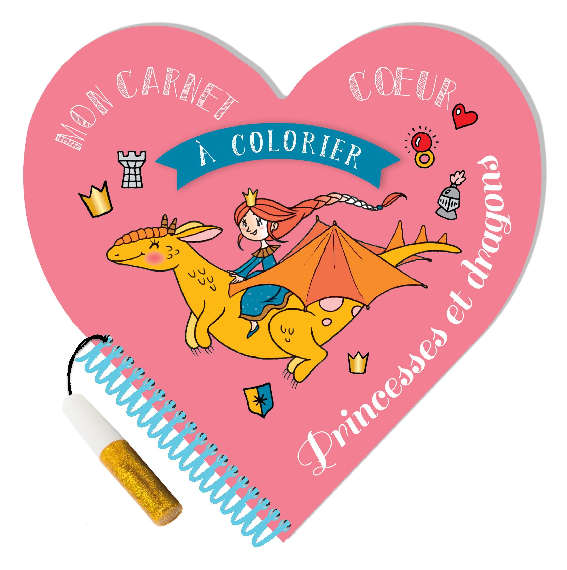 Mon carnet c ur à colorier Princesses et dragons