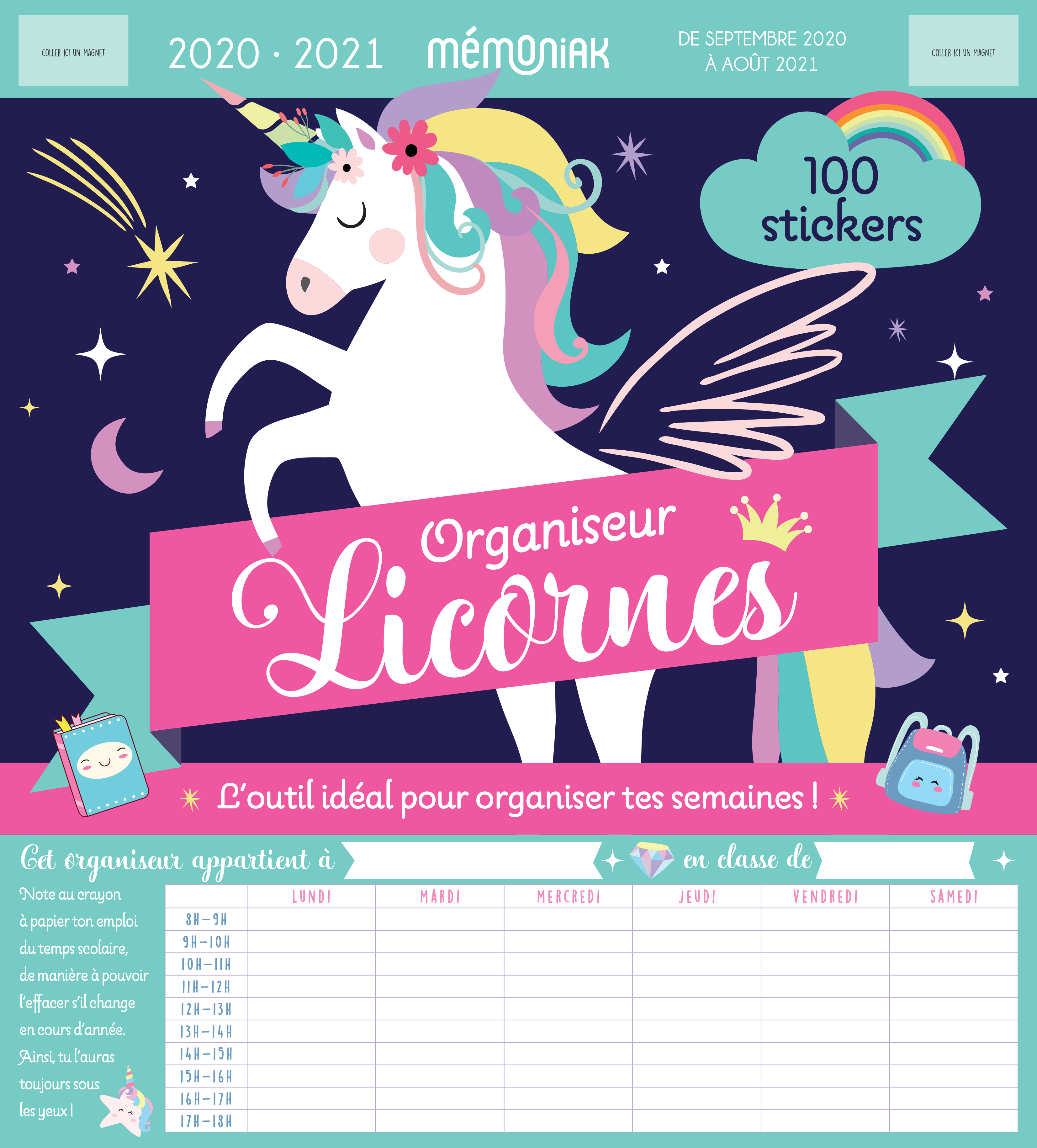 Organiseur Mémoniak Licornes 2020-2021