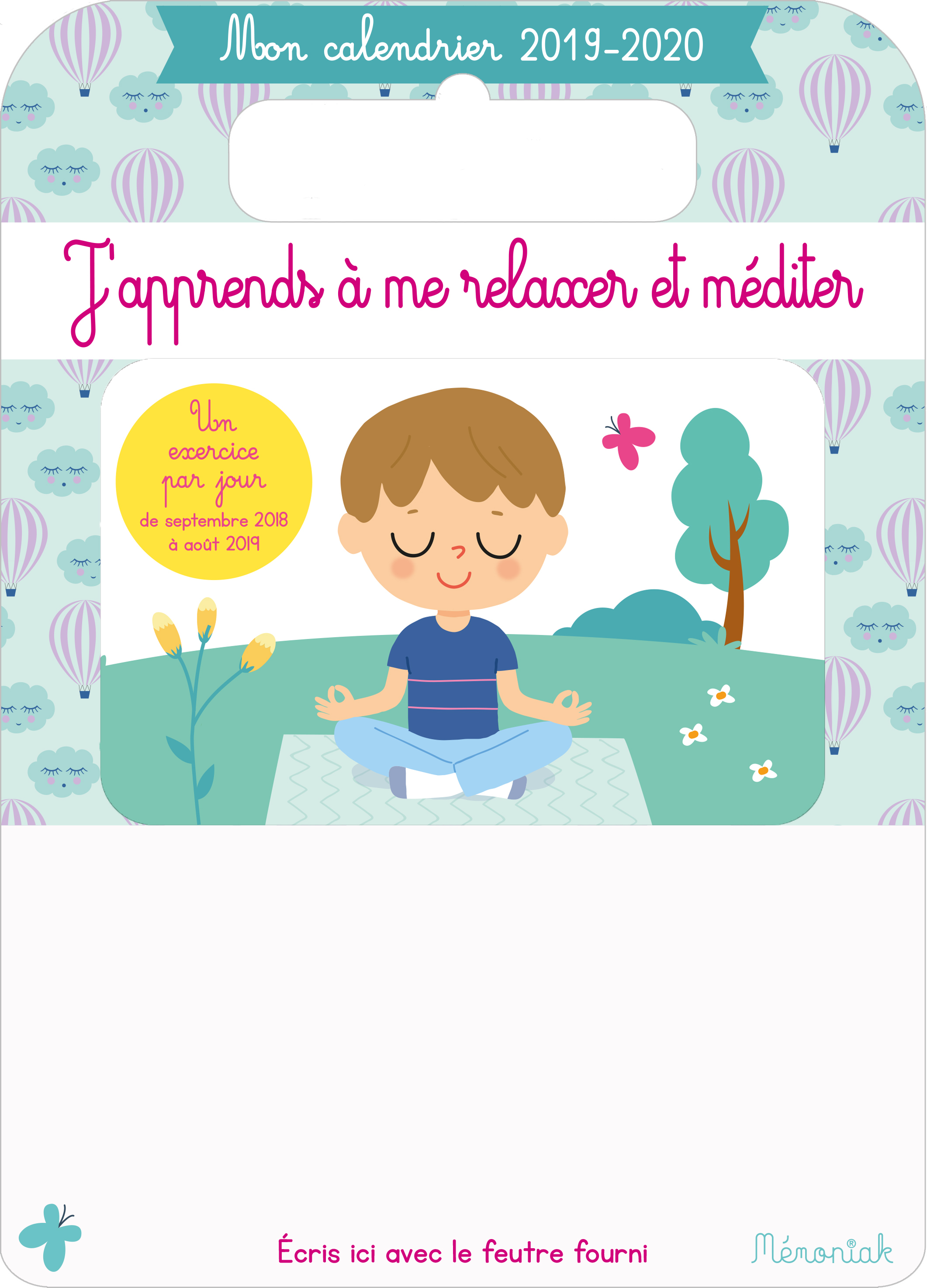 Mon calendrier Mémoniak 2019-2020 J'apprends à me relaxer et méditer
