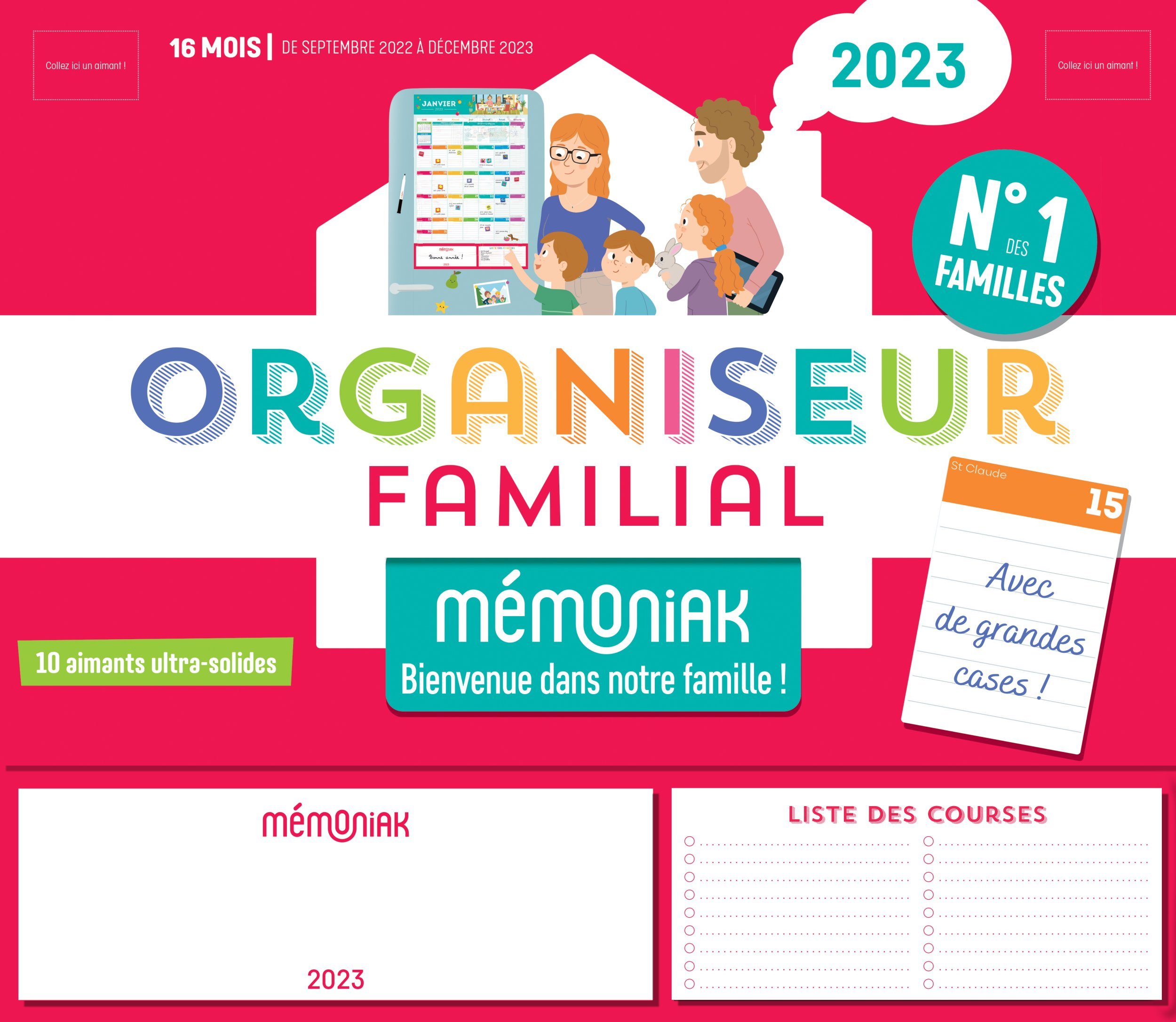 Organiseur familial Mémoniak 2023, calendrier organisation familial mensuel (sept. 2022- déc. 2023)