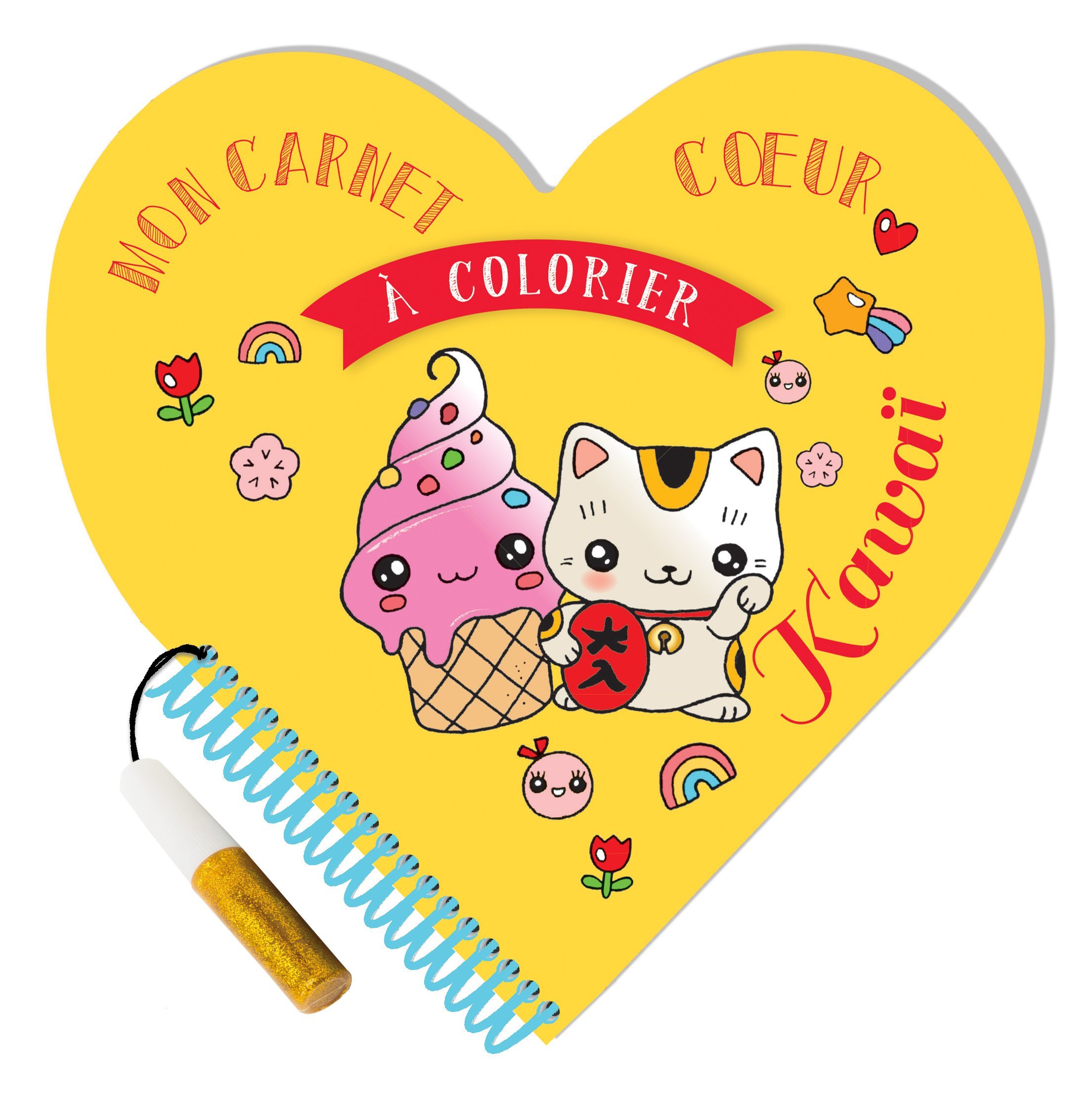 Kawaï Mon carnet coeur à colorier
