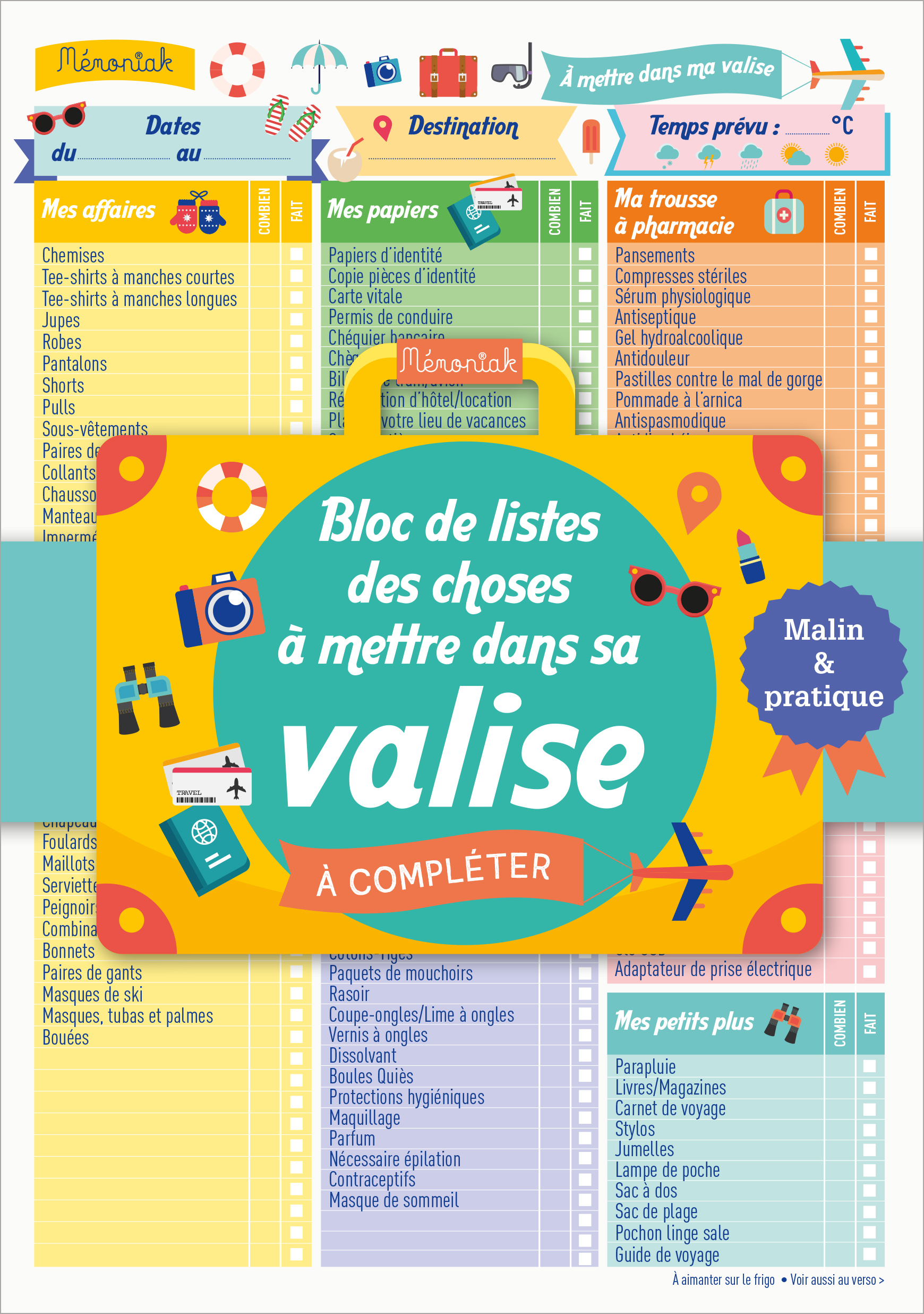 Liste des choses à mettre dans sa valise Mémoniak 2020