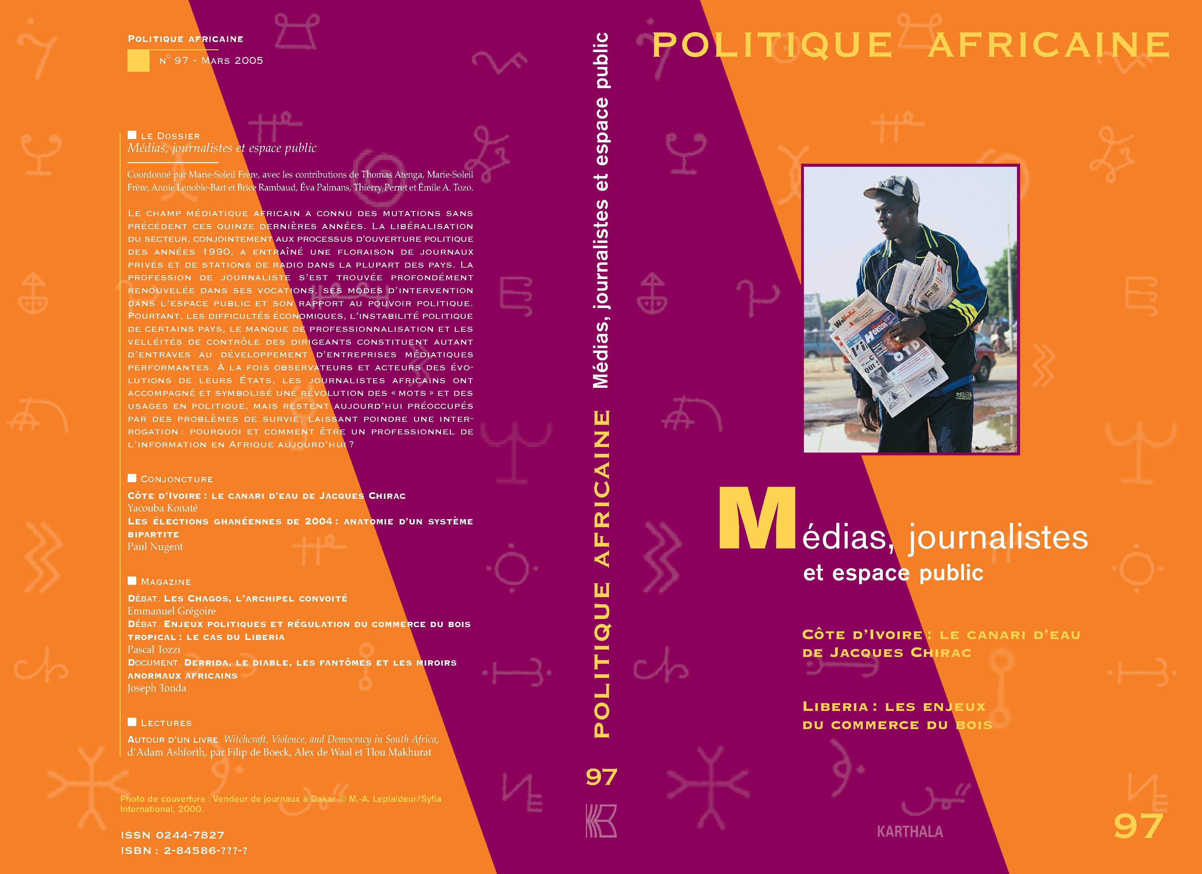 POLITIQUE AFRICAINE N-097- MEDIAS, JOURNALISTES ET ESPACE PUBLIC