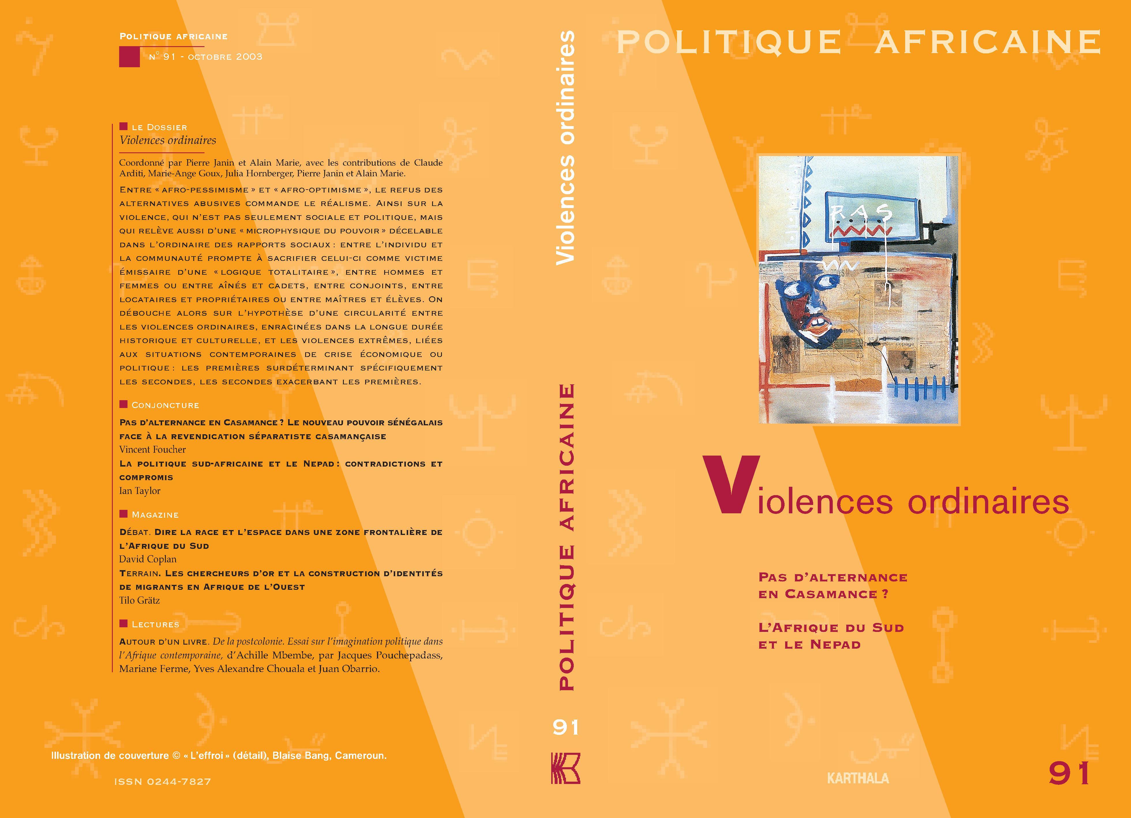 POLITIQUE AFRICAINE N-091 -VIOLENCES ORDINAIRES