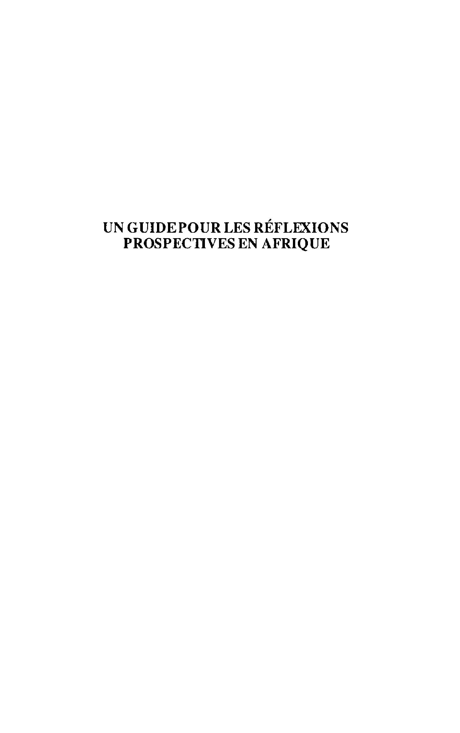 Un guide pour les réflexions prospectives en Afrique