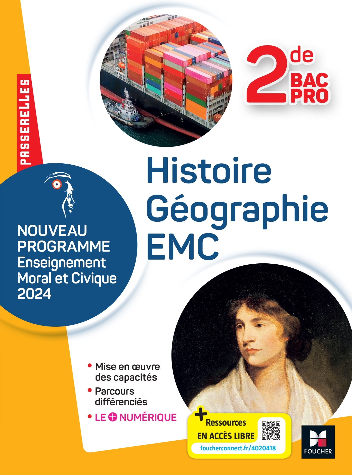 Passerelles - HISTOIRE GÉOGRAPHIE EMC - 2de Bac Pro- Ed. 2024 - Livre élève