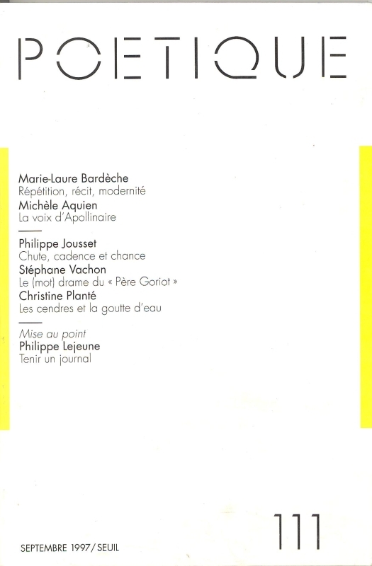 Poétique, n° 111