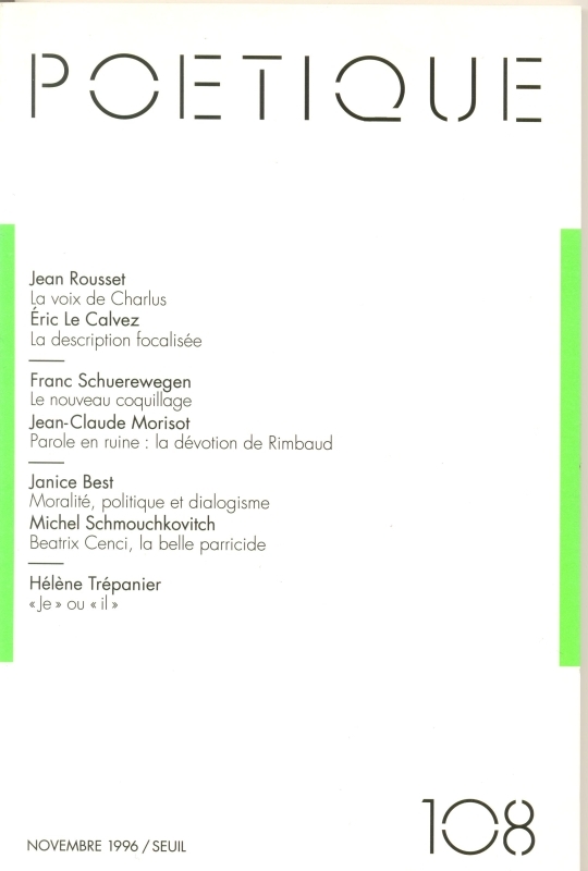 Poétique, n° 108