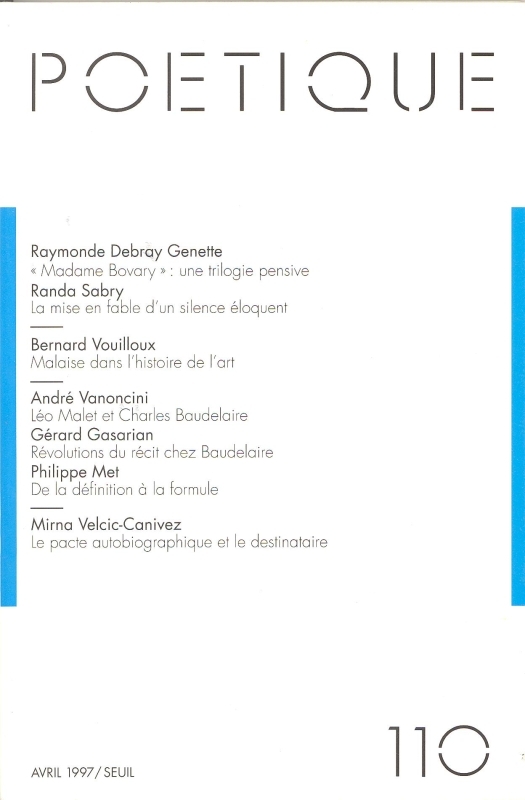 Poétique, n° 110