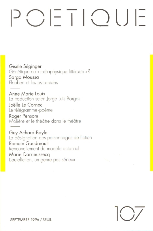 Poétique, n° 107