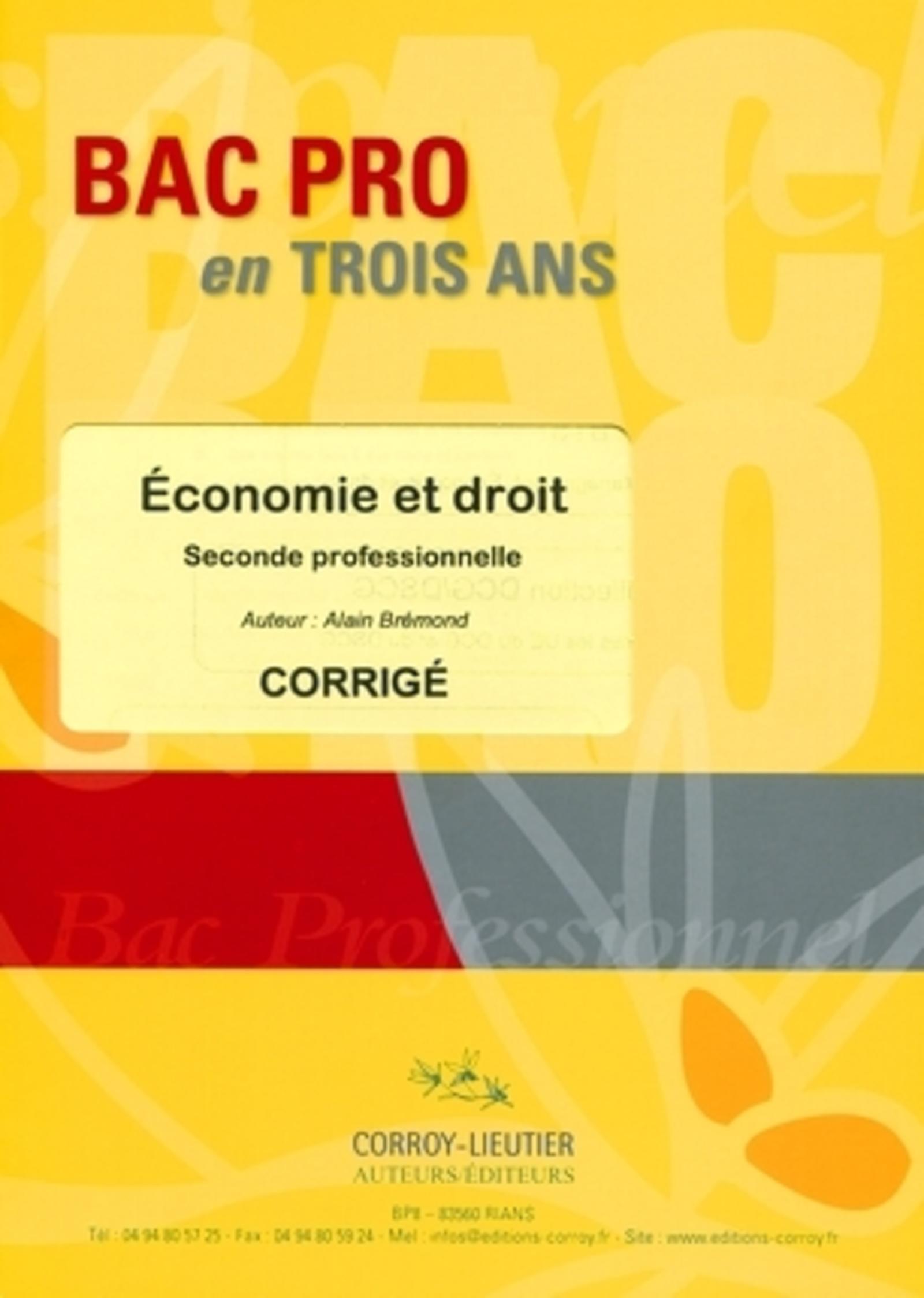 Économie et droit - Pochette Corrigé
