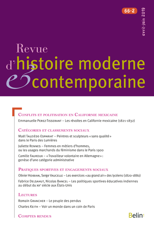 Revue d'histoire moderne et contemporaine, 2019-2