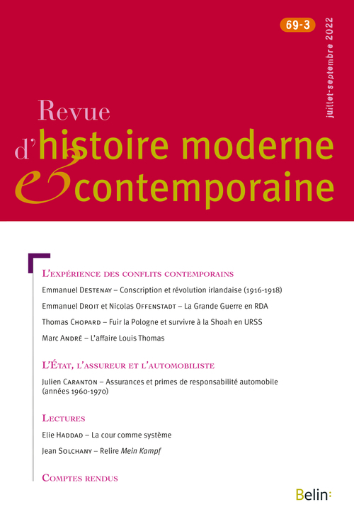 Revue d'histoire moderne et contemporaine n° 69-3 ()