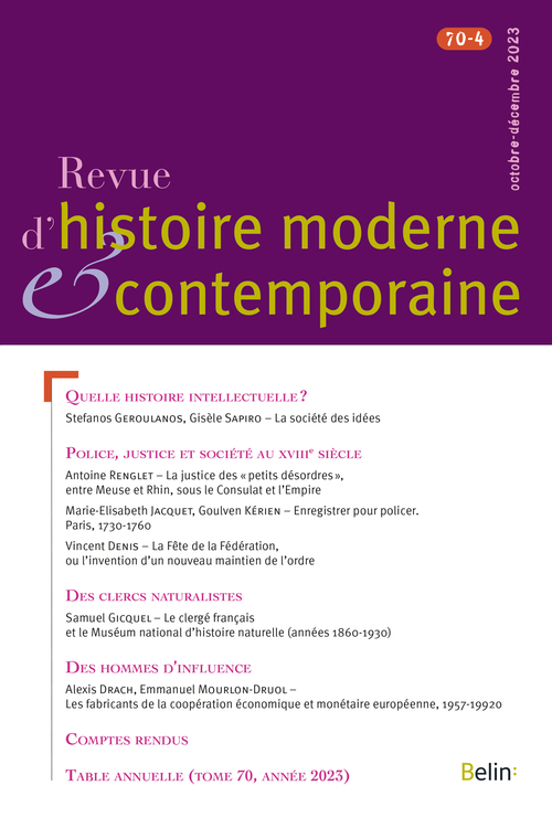 Revue d'histoire moderne et contemporaine 2023-4