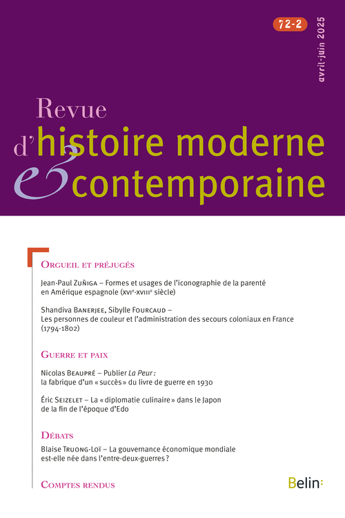 Revue d'histoire moderne et contemporaine n° 72-2 (avril-juin 2025)