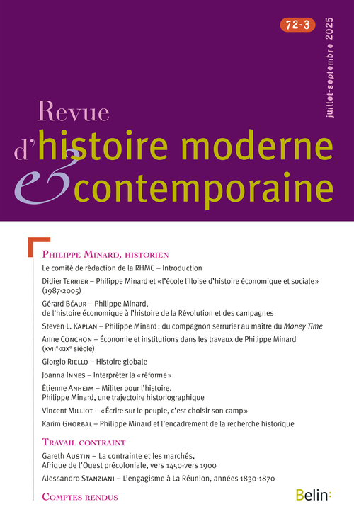 Revue d'histoire moderne et contemporaine n° 72-3 (juillet-septembre 2025)
