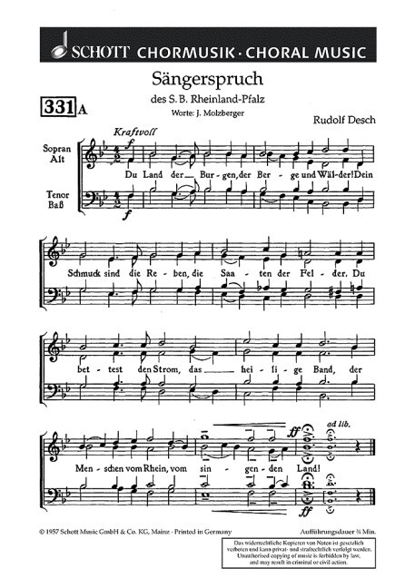 Sängerspruch des SB Rheinland-Pfalz / Begrüßung der Sänger