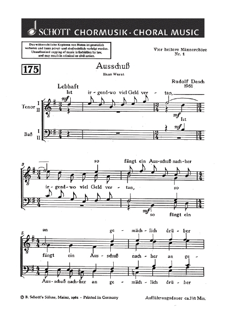 Vier heitere Männerchöre