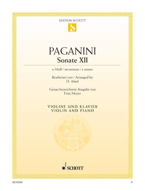 NICCOLO PAGANINI : SONATE XII E-MOLL - VIOLON & PIANO - IAD