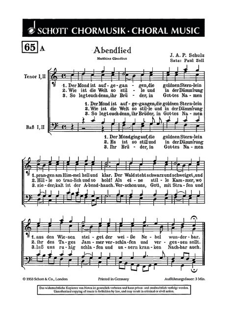 Abendlied / Nun ruhen alle Wälder