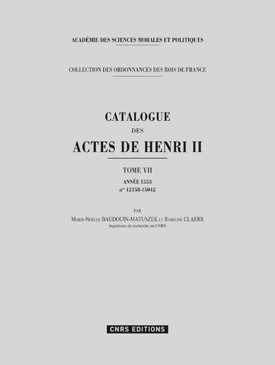 Catalogue des actes de Henri II - Année 1553 - tome 7
