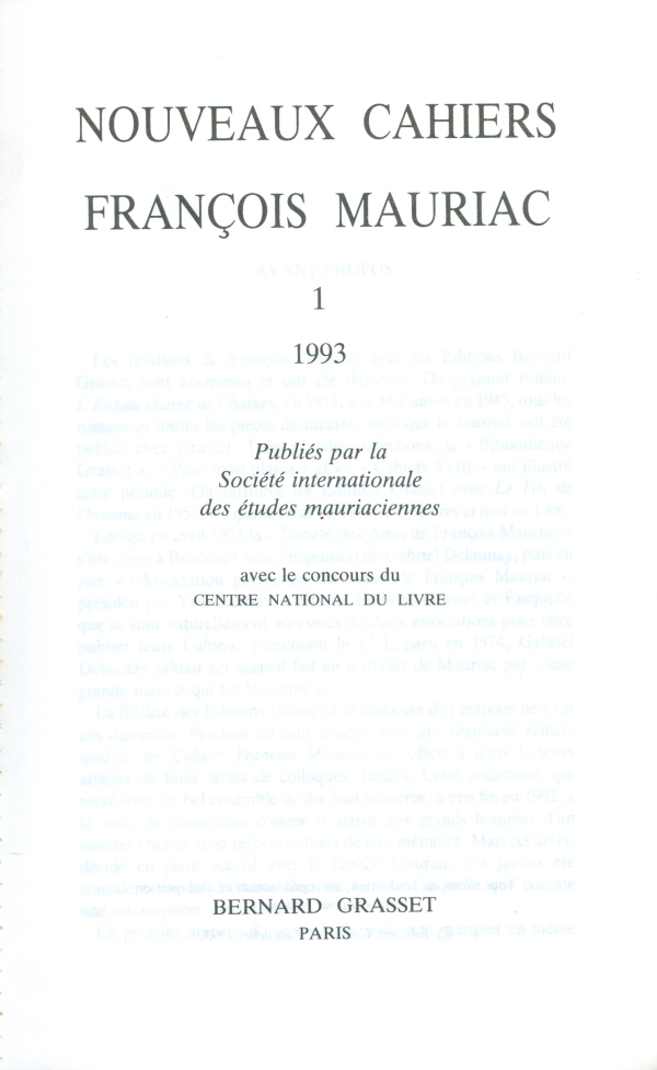 Nouveaux cahiers François Mauriac n°01