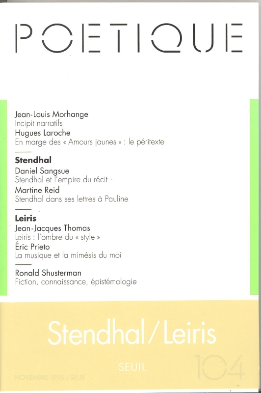 Poétique, n° 104