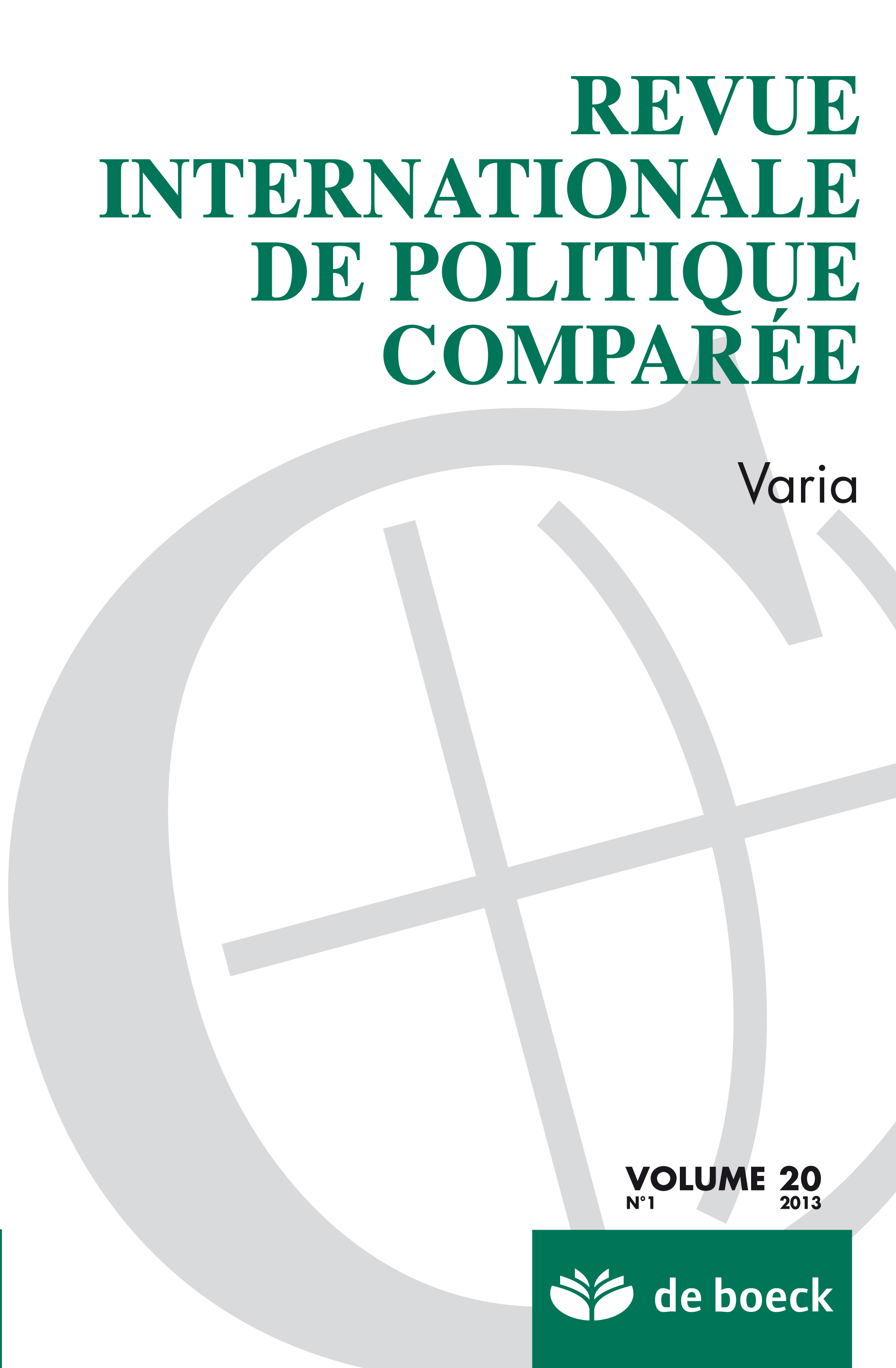 REVUE INTERNATIONALE DE POLITIQUE COMPAREE 2013/1