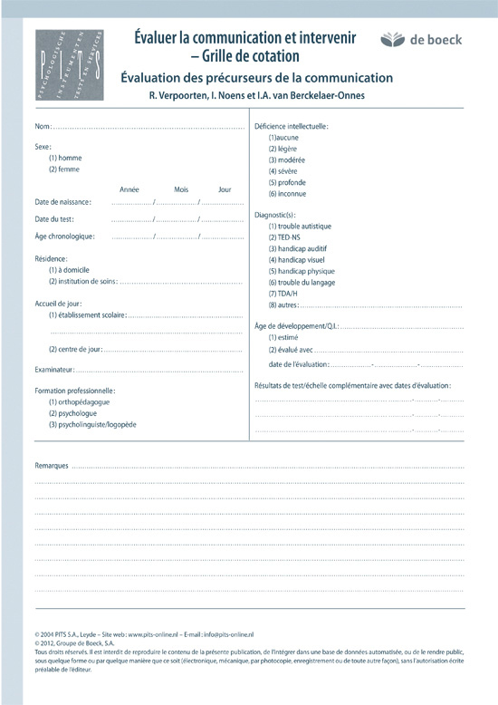 Évaluer la communication et intervenir : formulaire d'évaluation