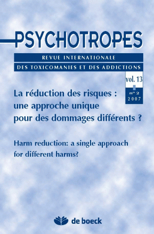 PSYCHOTROPES 2007/2 VOL.13 REDUCTION DES RISQUES