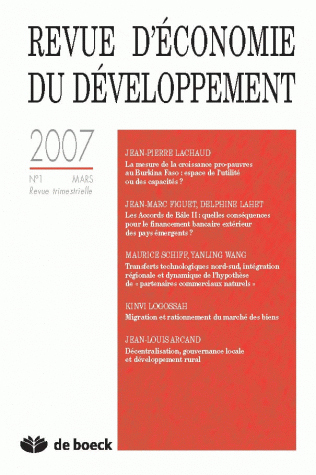 REVUE D'ECONOMIE DU DEVELOPPEMENT 2007/1