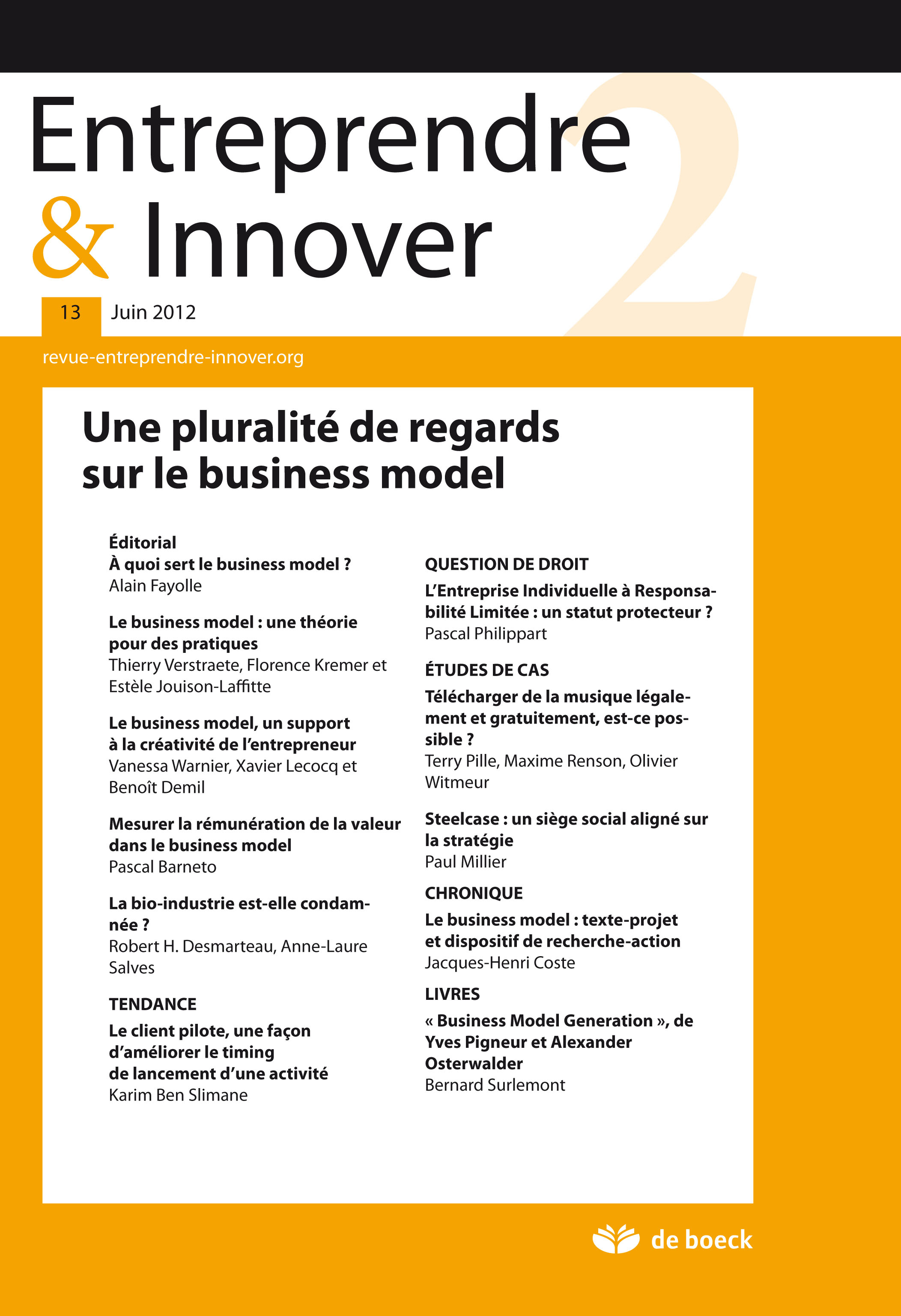 ENTREPRENDRE ET INNOVER 2012/1 N.13