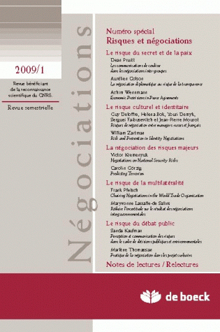 NEGOCIATIONS 2009/1 N.11 SPECIAL RISQUES ET NEGOCIATIONS