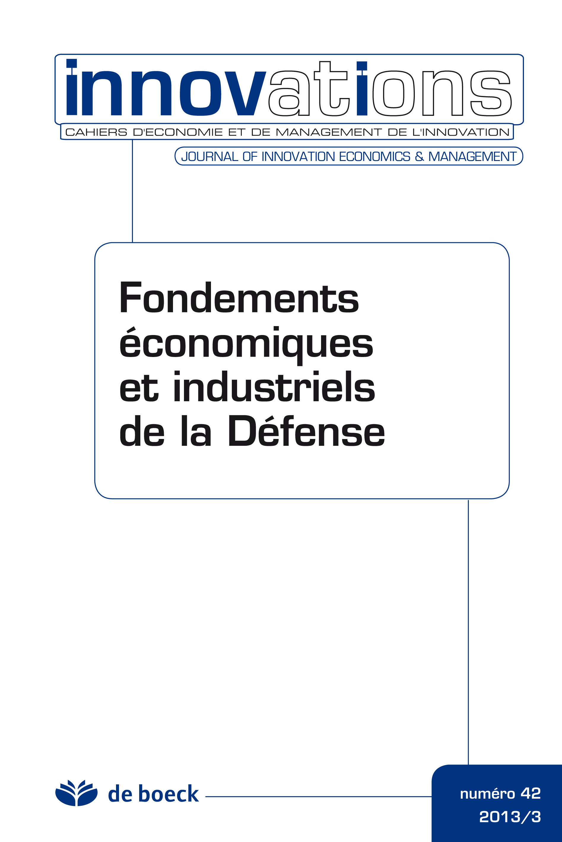 CAHIERS D'ECONOMIE DE L'INNOVATION 2013/3 N.42