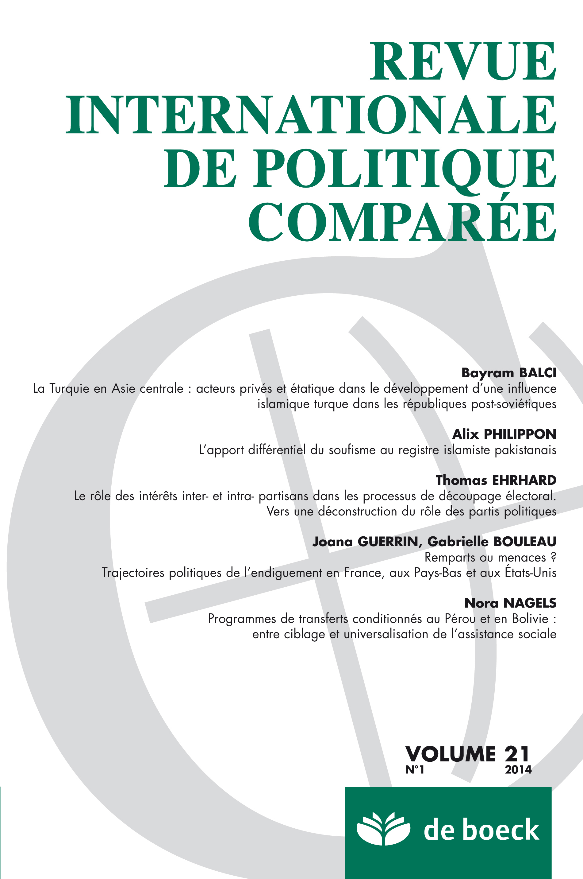 REVUE INTERNATIONALE DE POLITIQUE COMPAREE 2014/1