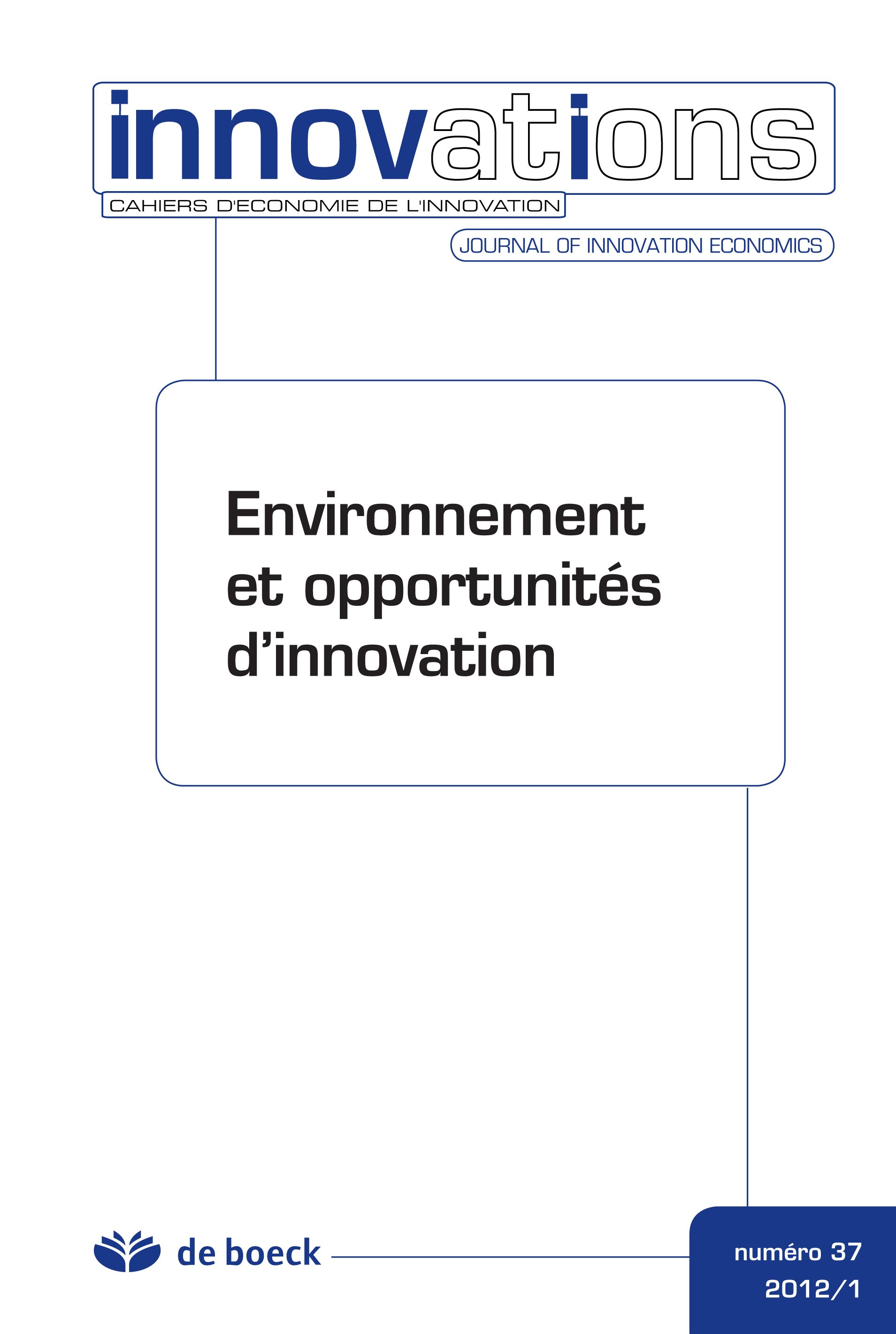CAHIERS D'ECONOMIE DE L'INNOVATION 2012/1 N.37